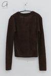 SWAYING 24 Autumn and Winter Low Round Neck Wool Bottoming Shirt SW-SW24AW1T23-ZONG Brown SW24AW1T22